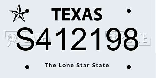 S412198 Texas License Plate