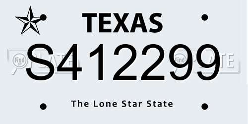 S412299 Texas License Plate