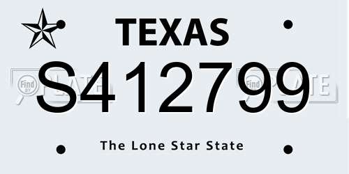 S412799 Texas License Plate