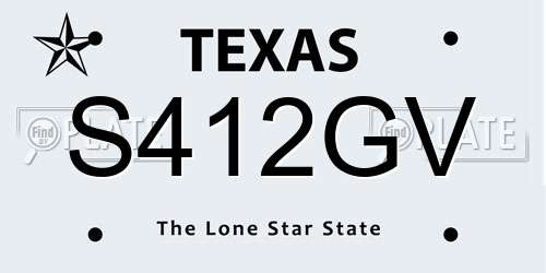 S412GV Texas License Plate
