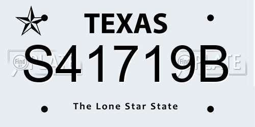S41719B Texas License Plate