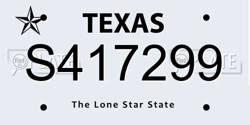 S417299 Texas License Plate