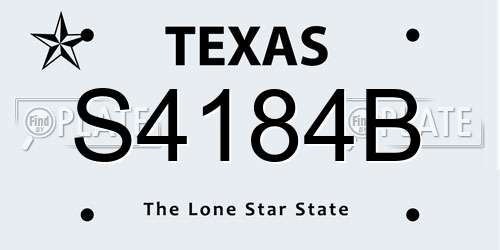 S4184B Texas License Plate