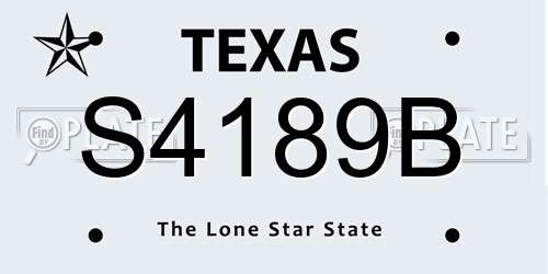 S4189B Texas License Plate
