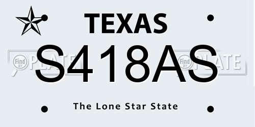 S418AS Texas License Plate