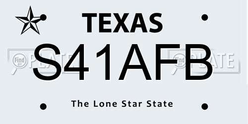 S41AFB Texas License Plate