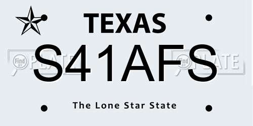 S41AFS Texas License Plate