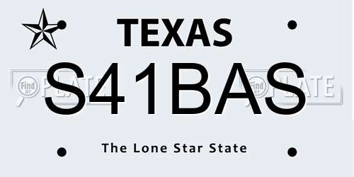 S41BAS Texas License Plate