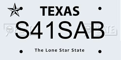 S41SAB Texas License Plate