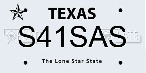 S41SAS Texas License Plate