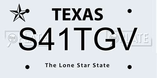 S41TGV Texas License Plate