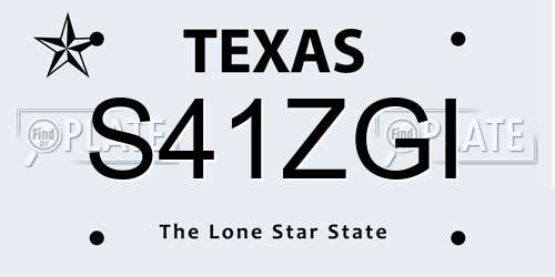 S41ZGI Texas License Plate