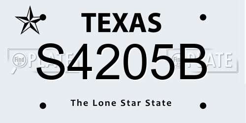 S4205B Texas License Plate
