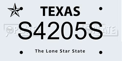 S4205S Texas License Plate