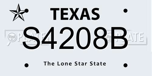 S4208B Texas License Plate
