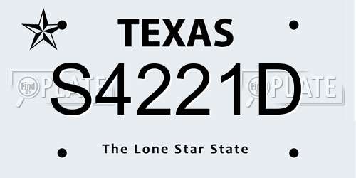 S4221D Texas License Plate