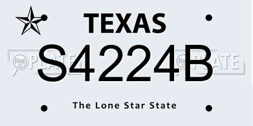 S4224B Texas License Plate