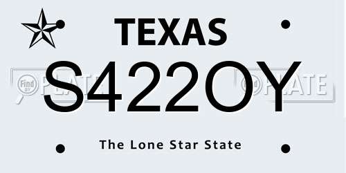 S422OY Texas License Plate
