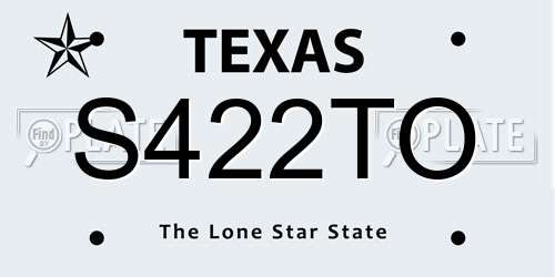 S422TO Texas License Plate