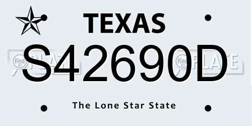 S42690D Texas License Plate