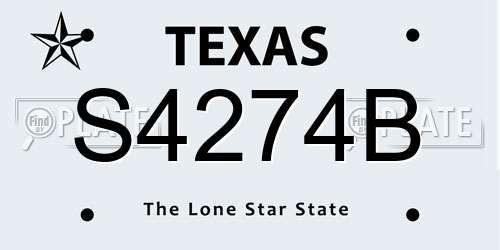 S4274B Texas License Plate