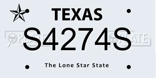 S4274S Texas License Plate