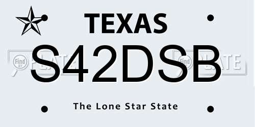 S42DSB Texas License Plate