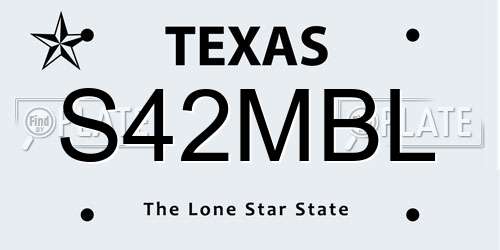 S42MBL Texas License Plate
