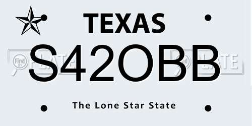 S42OBB Texas License Plate