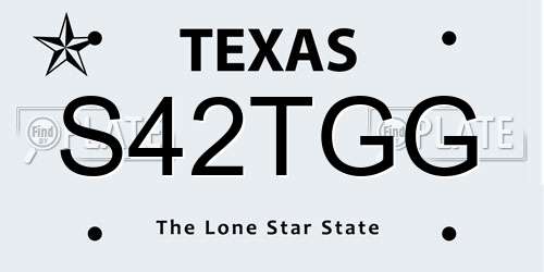 S42TGG Texas License Plate