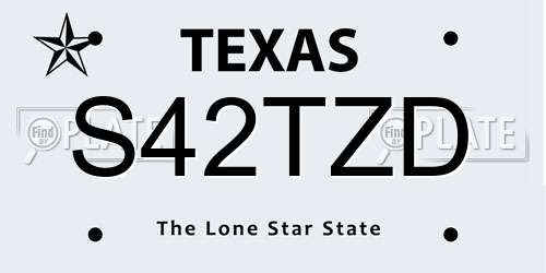 S42TZD Texas License Plate