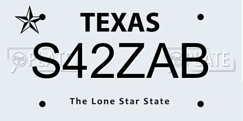 S42ZAB Texas License Plate