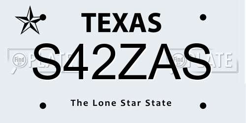 S42ZAS Texas License Plate