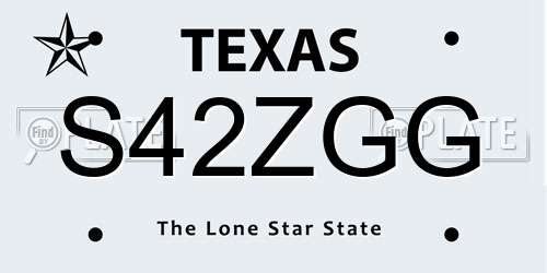S42ZGG Texas License Plate