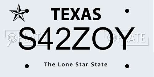 S42ZOY Texas License Plate