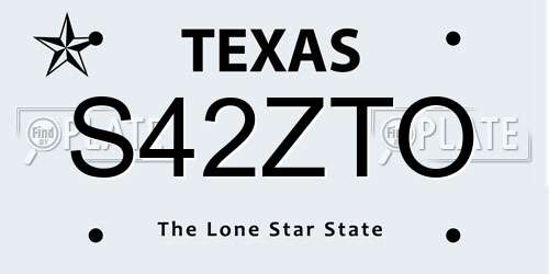 S42ZTO Texas License Plate