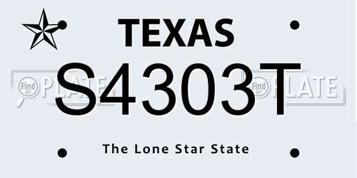 S4303T Texas License Plate