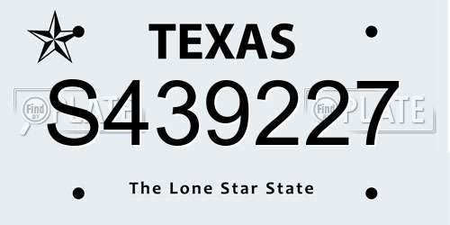 S439227 Texas License Plate