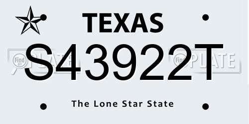 S43922T Texas License Plate