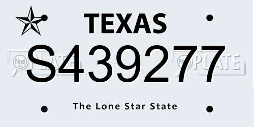 S439277 Texas License Plate