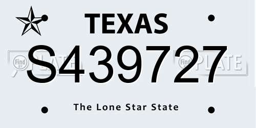 S439727 Texas License Plate