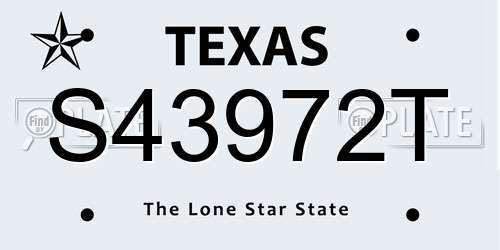S43972T Texas License Plate