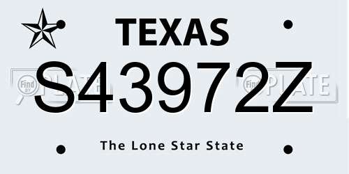 S43972Z Texas License Plate