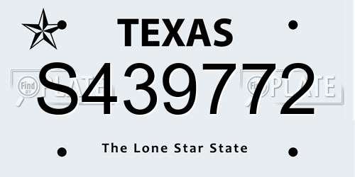 S439772 Texas License Plate