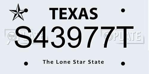 S43977T Texas License Plate