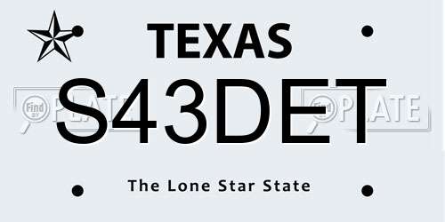 S43DET Texas License Plate