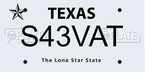 S43VAT Texas License Plate