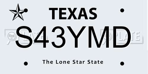 S43YMD Texas License Plate