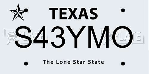 S43YMO Texas License Plate