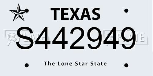 S442949 Texas License Plate